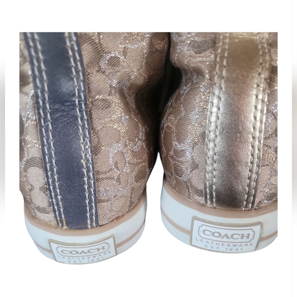 Coach Bonney Shearling Women's Lace-Up Metallic Strip High-Top Sneakers 7 1/2B - Picture 5 of 8